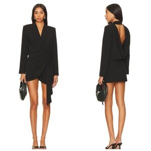 ASTR the Label REVOLVE Mini Dress Graciela Front Wrap Tie Suit Party Black Large